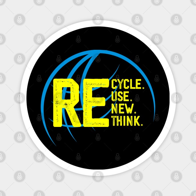 Recycle Reuse Renew Rethink Crisis Environmental Activism Magnet by sarabuild